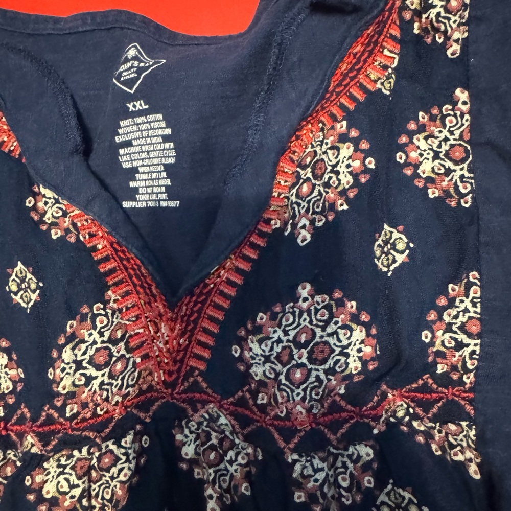 Embroidered Navy Top